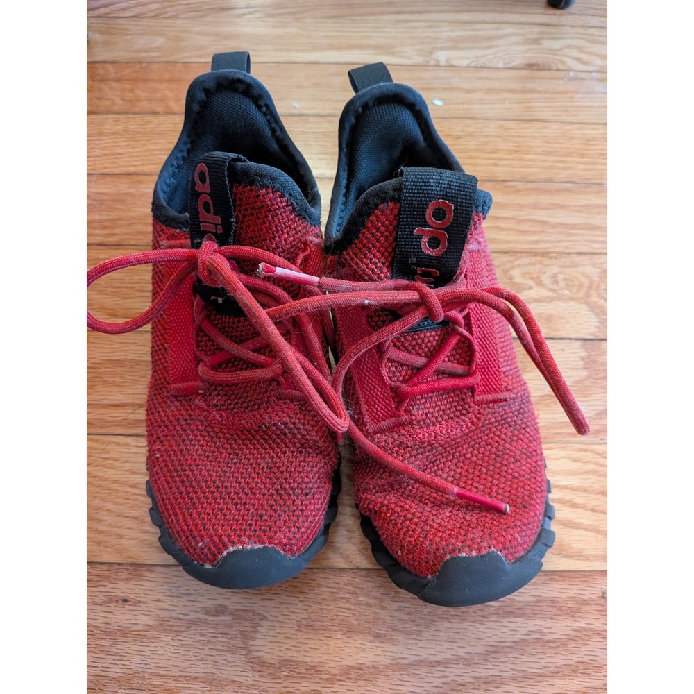 Adidas Kaptir Kids Sneakers Red Black Athletic Running Shoes Low Top